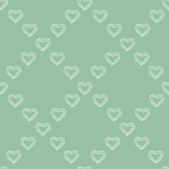 Green pattern with hearts, Valentine's day