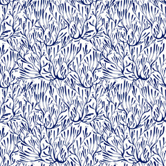 Coral seaweed in the ocean or tree branches seamless pattern.