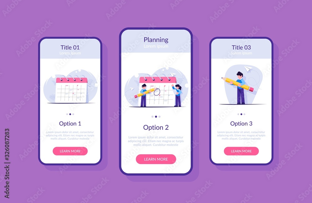 Poster concept of planning tasks for the week, month. employees with a pencil and a list of tasks are near 
