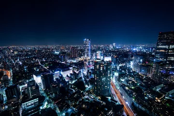 Fotobehang 超高層ビルからの東京六本木麻布方面の夜景（ブルー） © RF