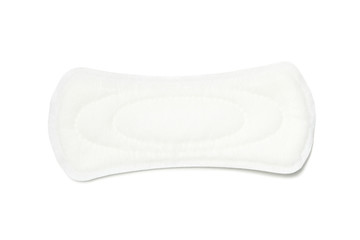 Sanitary pad isolated on white background, top view