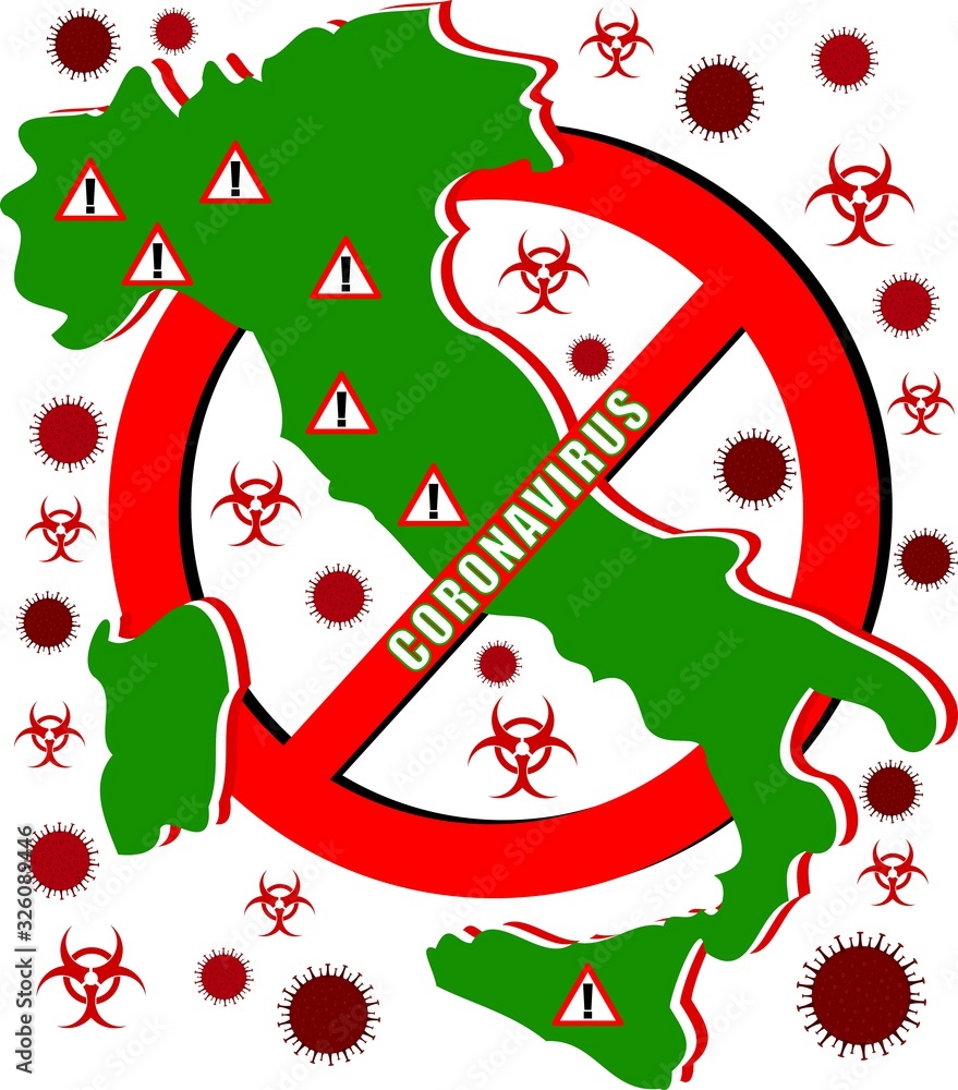 Wall mural Vector illustration on the risk of contracting the coronavirus in Italy.