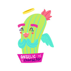 Angelic character cartoon cactus