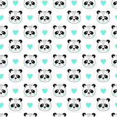 Seamless pattern with face panda