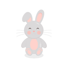 This is cute cartoon bunny on white background. Illustration in flat style.