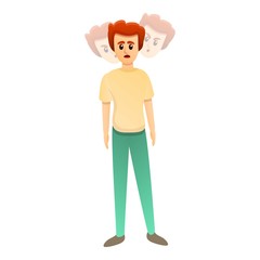 Bipolar disorder man icon. Cartoon of bipolar disorder man vector icon for web design isolated on white background
