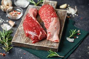 Fototapeta na wymiar Raw beef steak with spices.
