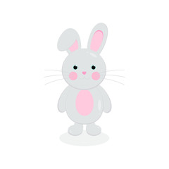 This is cute cartoon bunny isolated on white background. Vector illustration in flat style.