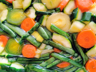 vegetables in airtight vacuum sealed plastic bag