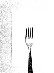 Illustration a fork made in black and white with high contrast on a white background