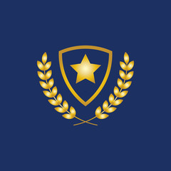 Gold Shield In navy blue Background