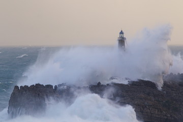 Santander, Cantabria/Spain; Dec. 27, 2017. Mouro lighthouse in Santander (Cantabria, Spain).