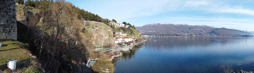 Fototapeta na wymiar lake ohrid in macedonia, panorama view image