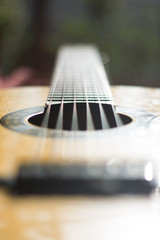 close up of an acoustic guitar