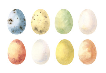 Colorful decorated Easter eggs set