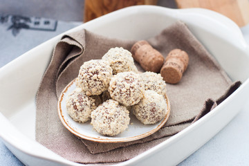 Delicious milk chocolate and peanut butter truffles dipped in chopped peanuts