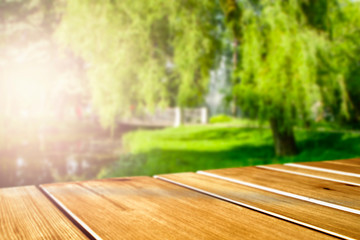 Table background of free space and spring landscape 