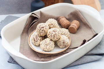 Delicious milk chocolate and peanut butter truffles dipped in chopped peanuts