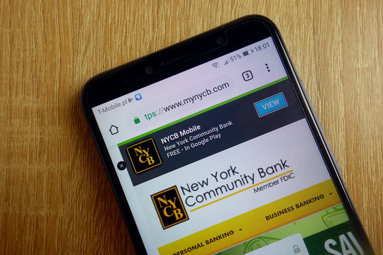 KONSKIE, POLAND - January 25, 2019: New York Community Bank Website (www.mynycb.com) Displayed On Smartphone