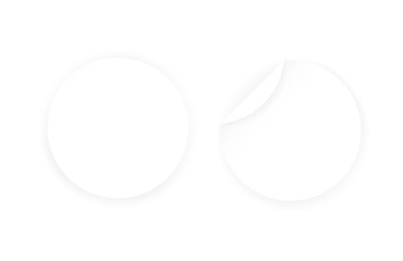 Blank white paper circular stickers on white