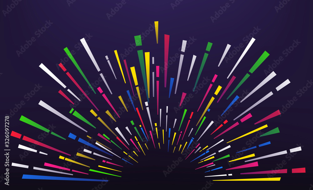 Poster abstract color firework on dark background. vector frame for a text