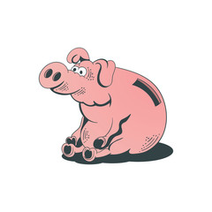 Piggy bank. Vector caricature illustration on a white background.