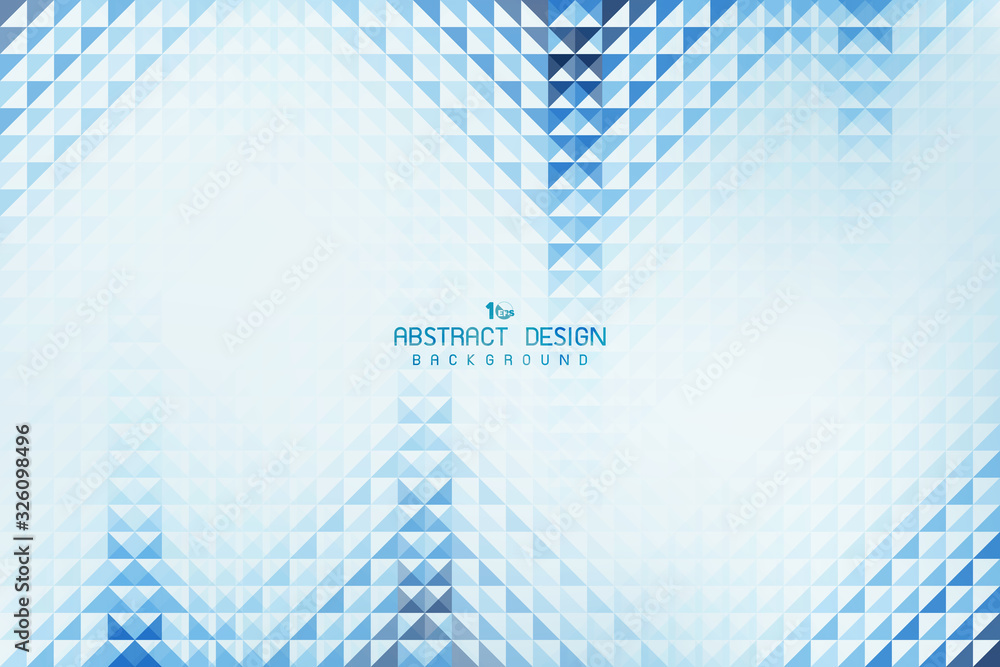 Poster abstract gradient blue triangle pattern design on white mesh background. illustration vector eps10