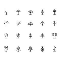 Minimal trees linear icons - vector