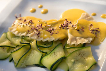 Ravioli with zucchini, restaurant, Croatia