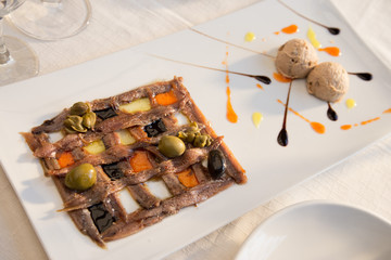 Anchovies and tuna pate