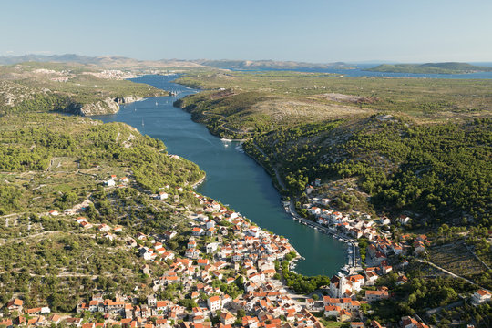 Areal view of Zaton, near &Scaron;ibenik