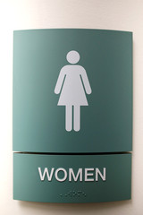 Green Women's Bathroom Symbol Sign with Braile