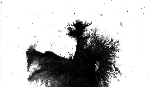 Organic Smooth Black Ink Bleed, Blots on Paper Matte Luma Overlay or Background 