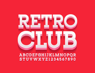 Fototapeta premium Vector bright logo Retro Club. Stylish 3D Font. White Alphabet Letters and Numbers. 