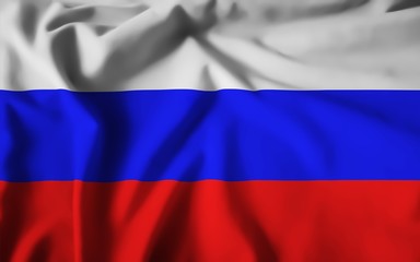 State flag of the Russian Federation. The flag of Russia waves in the wind. Colors are white, blue, red.