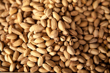 Iranian salted pistachios. Ripe pistachios at a market setting.