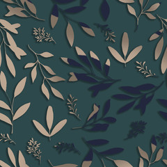 Floral seamless pattern with leaves and flowers. Doodles ornament.