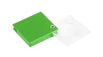 Green loupe isolated on white