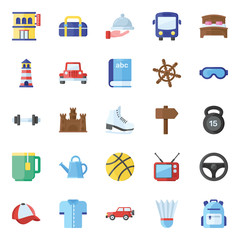  Pack Of Travelling Equipment Flat Icons 