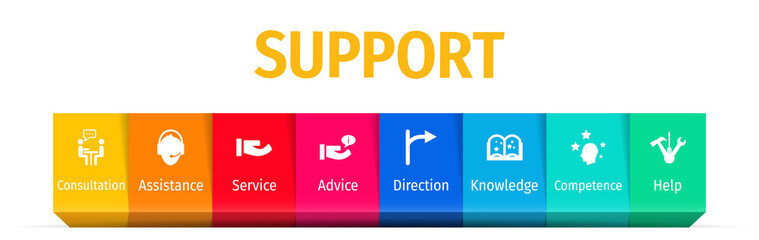 Support Flat Vector Icons. Support Vector Background with Icons.