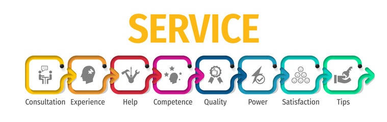 Services Business Flat Vector Icons. Services Business Vector Background with Icons.