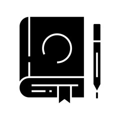 Book black icon, concept illustration, vector flat symbol, glyph sign.
