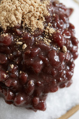 Sweet red beans shaved ice with kinako powder 