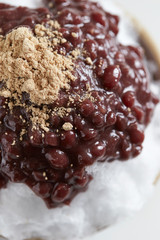 Sweet red beans shaved ice with kinako powder 