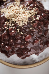 Sweet red beans shaved ice with kinako powder 