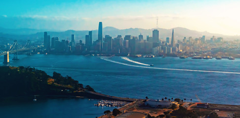 Aerial view of the Bay Bridge in San Francisco, CA