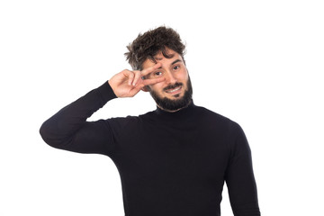 Young man in black