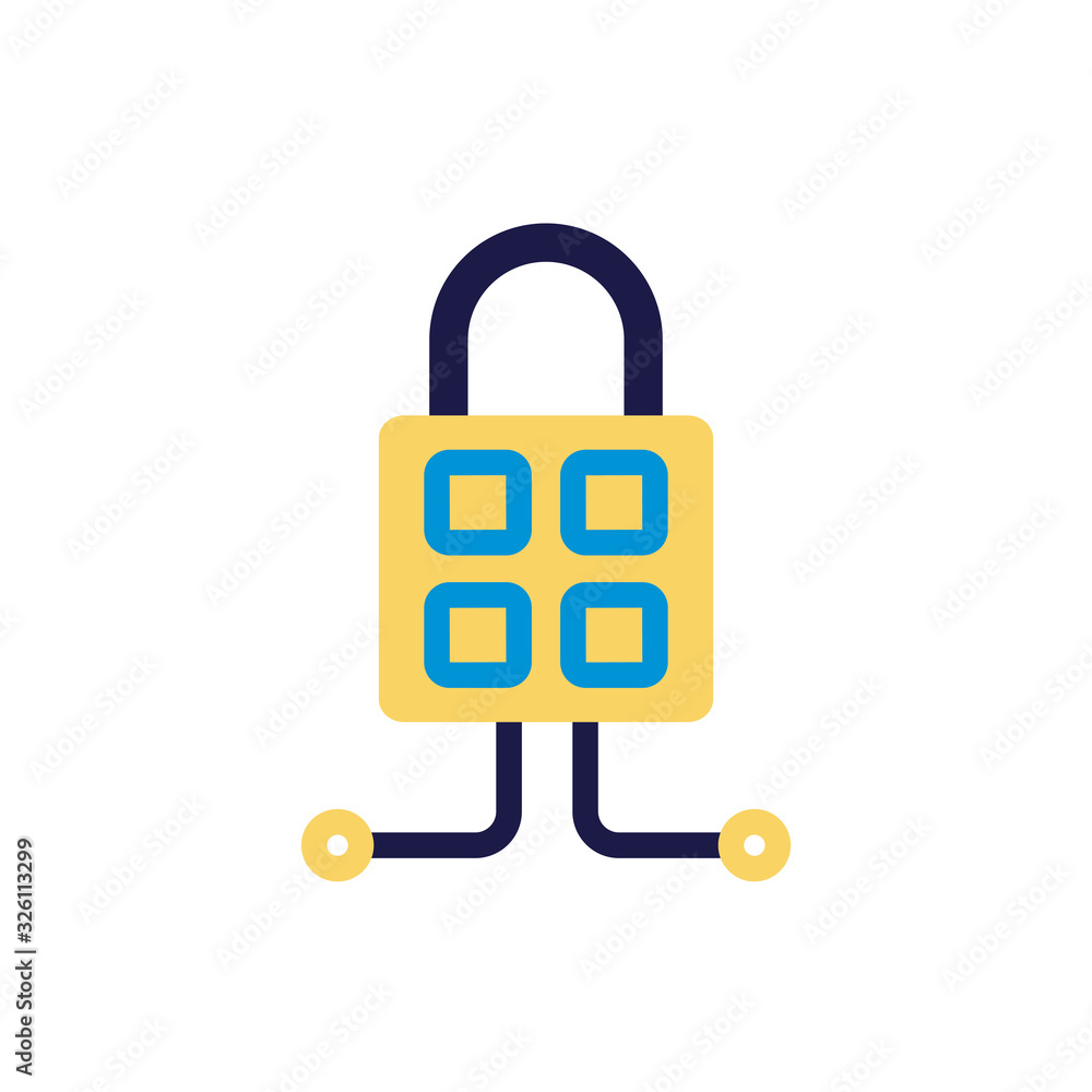 Poster safe secure padlock lineal colors style