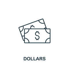Dollars icon from usa collection. Simple line Dollars icon for templates, web design and infographics