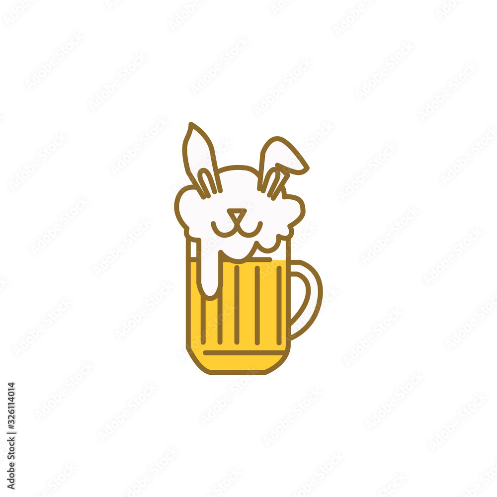 Wall mural logo icon party beer rabit vector design